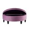 Tabitha Linen/Velvet Button Tufted Gold Nailhead Trim Half Moon Storage Ottoman